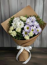 Букет цветов из:  Хризантемы и Розы #REPLACE_PRED# Удельной